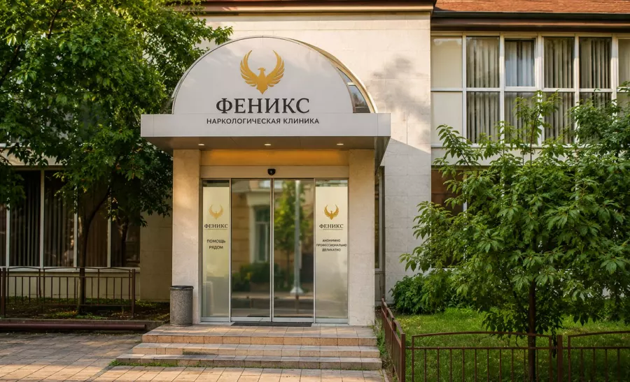 Вход в наркологическую клинику «Феникс» в Саяногорске